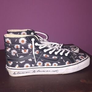 Vans Black and White Floral High-Tops